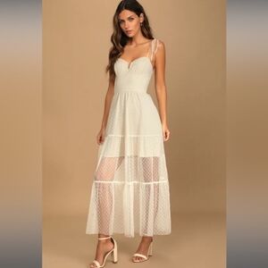 Lulu's Polka Dot Sheer Teired Maxi Dress